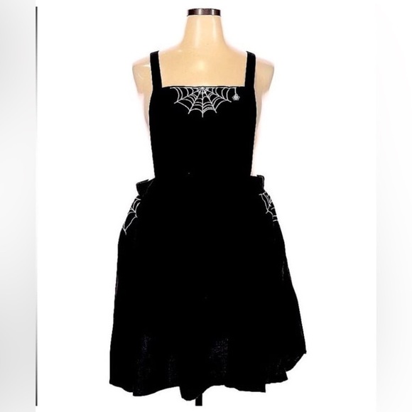 NWOT 🕷️🕸️ ModCloth Haunt Around Town pinafore spider web dress sz 2X - Picture 2 of 12